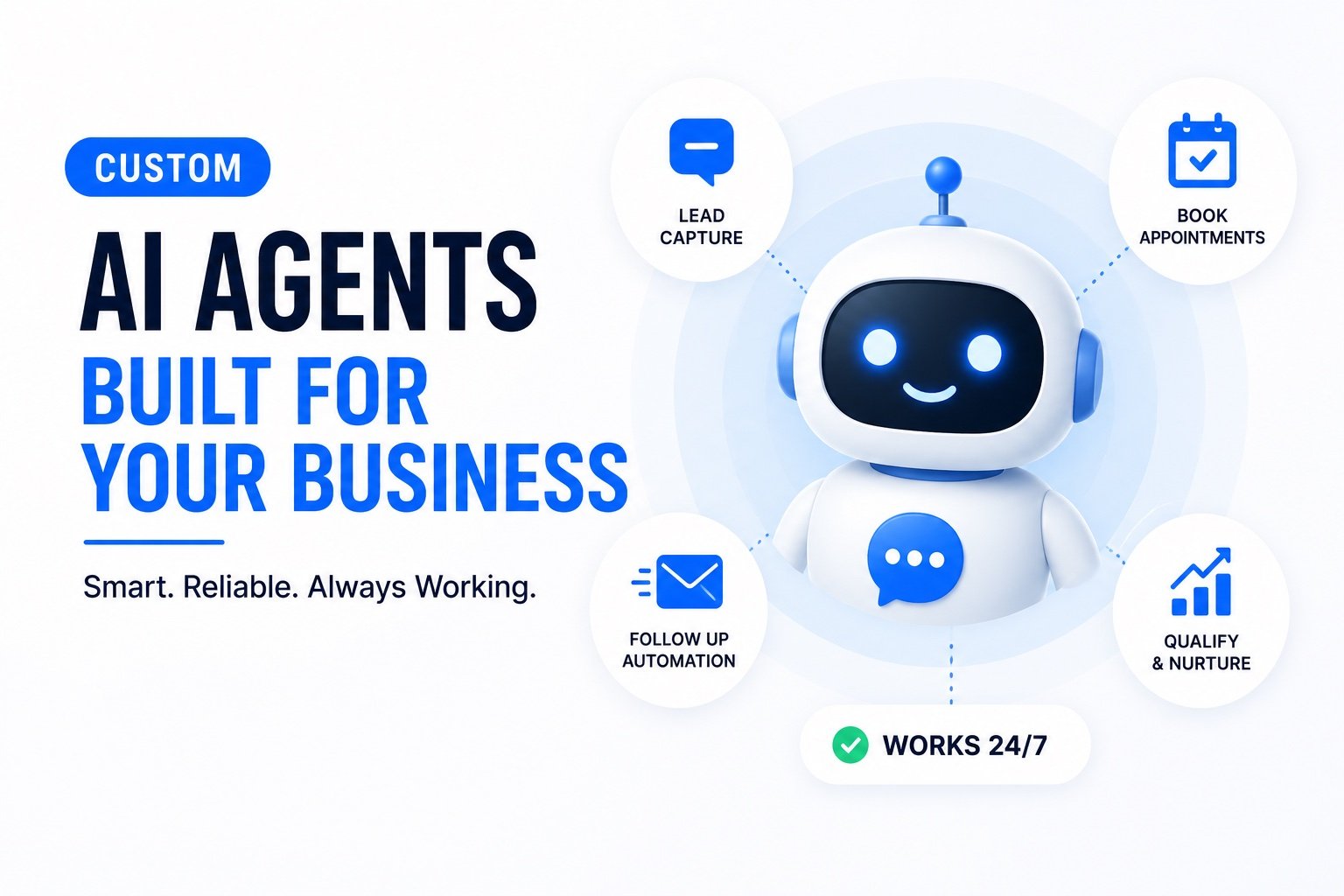 Custom AI agents built for your business by Heights Digital — smart, reliable, always working — lead capture, appointment booking, qualification, and 24/7 follow-up automation