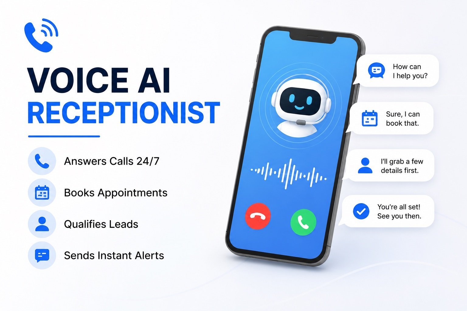 Voice AI Receptionist by Heights Digital — 24/7 AI phone answering, qualifies leads, books appointments, sends instant alerts — replace a $50K receptionist for under $1K per month